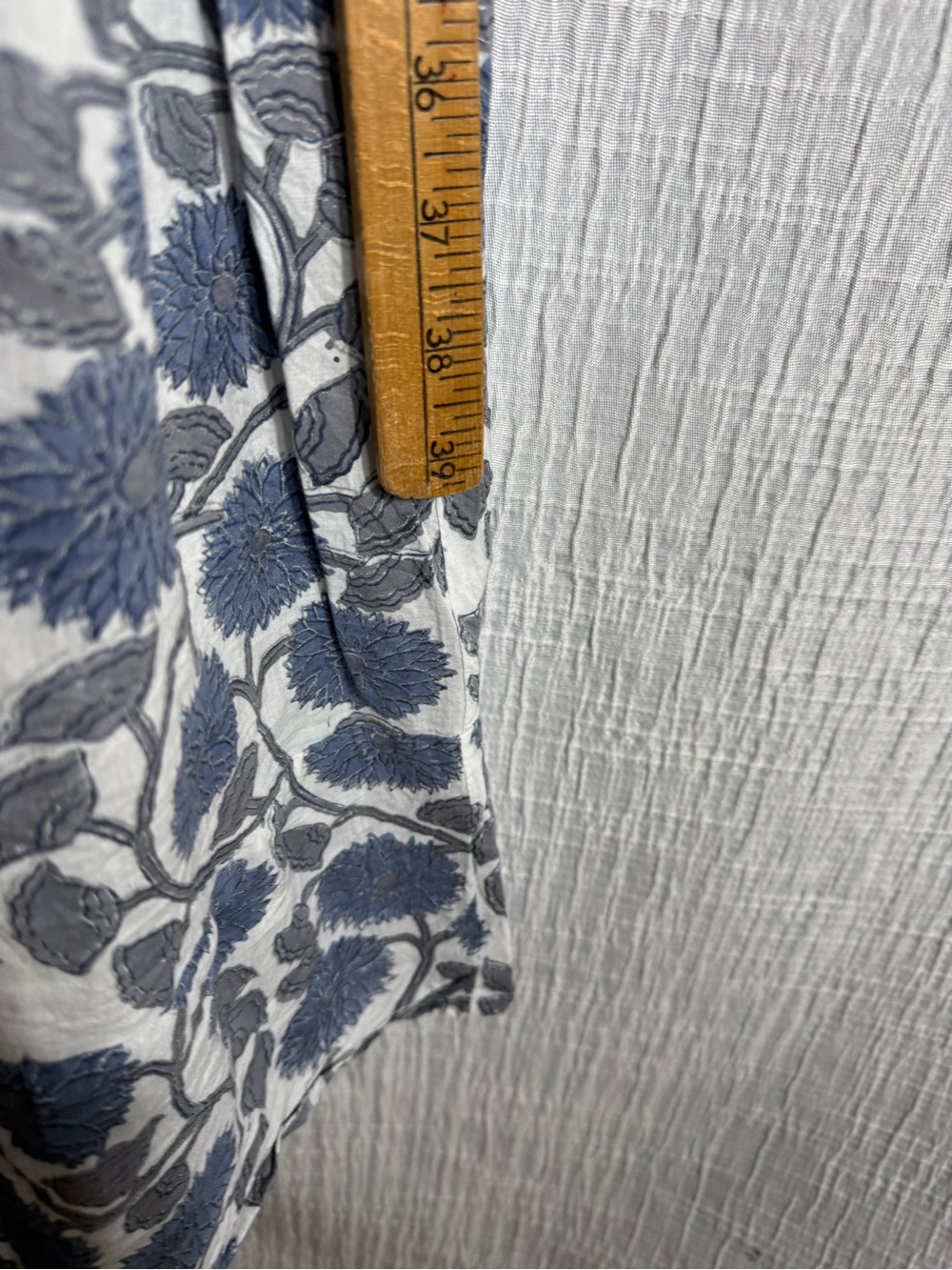 Victoria Dunn Blue Floral Block Print Cotton Midi Dress Made in India | M - Picture 12 of 14